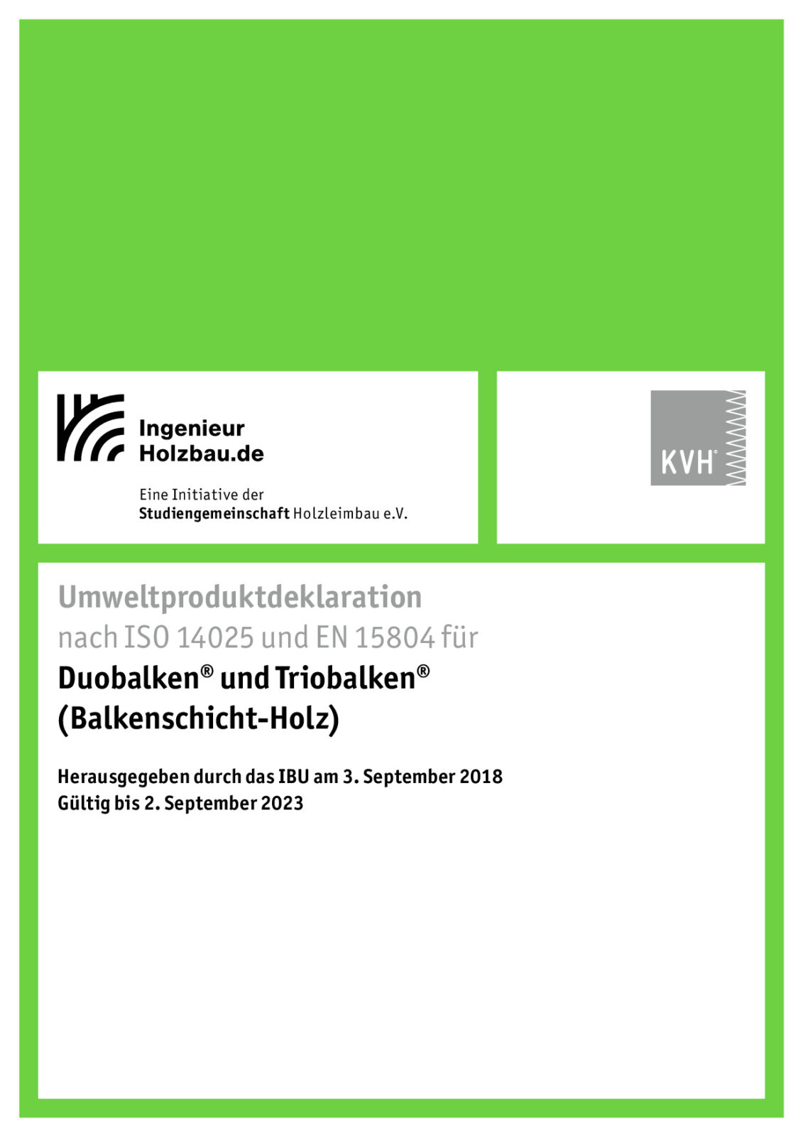 Umwelt-Produktdeklarationen für Balkenschichtholz (2018)
