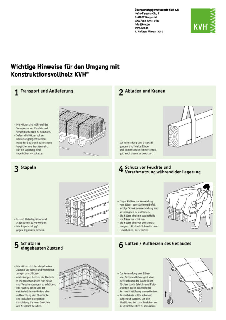 Merkblatt Wichtige Hinweise für den Umgang mit Konstruktionsvollholz KVH (2014, 1. Auflage)